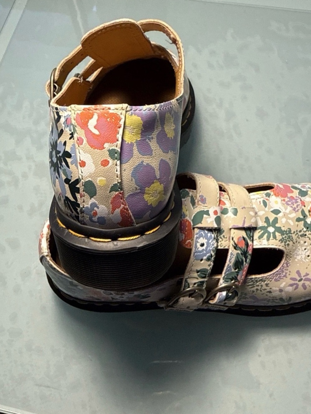 Doc Dr. Martens 8065 Floral Mash Up Mary Jane Parchment LA004 Women's Sz US L 9 - Picture 2 of 8